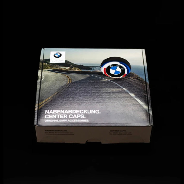 50th ANNIVERSARY FLOATING WHEEL CENTRE CAPS (56mm/68mm) FOR BMW