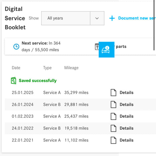 MERCEDES BENZ DSB DIGITAL DEALER SERVICE HISTORY