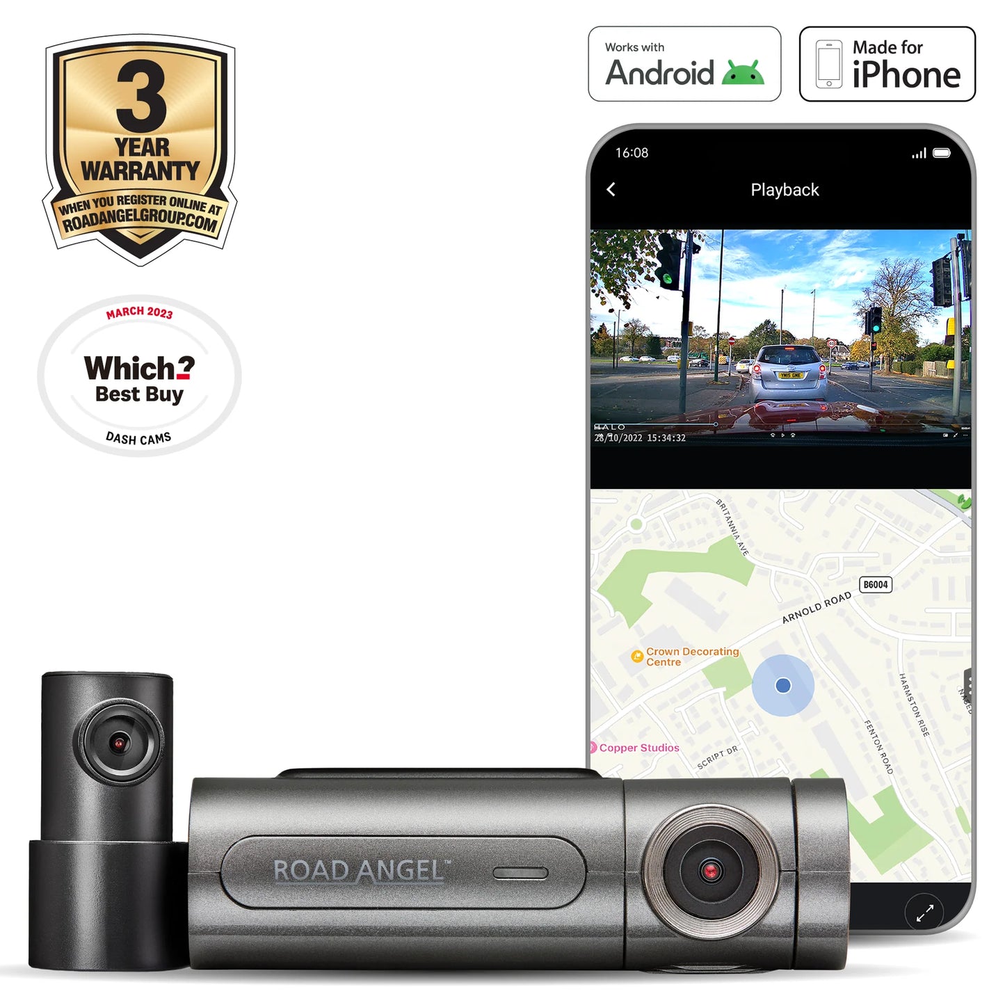 ROAD ANGEL HALO PRO 4K HD FRONT & REAR DASHCAM