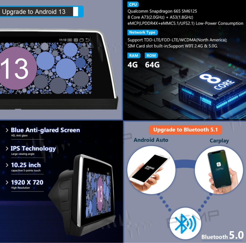 CARPLAY ANDROID SNAPDRAGON TOUCH SCREEN FOR BMW X3 SERIES 2003-2010 CIC NBT E83