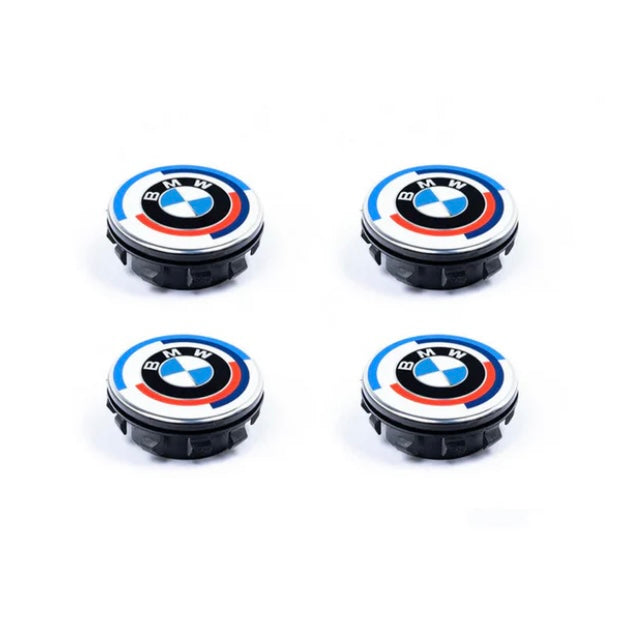 50th ANNIVERSARY FLOATING WHEEL CENTRE CAPS (56mm/68mm) FOR BMW