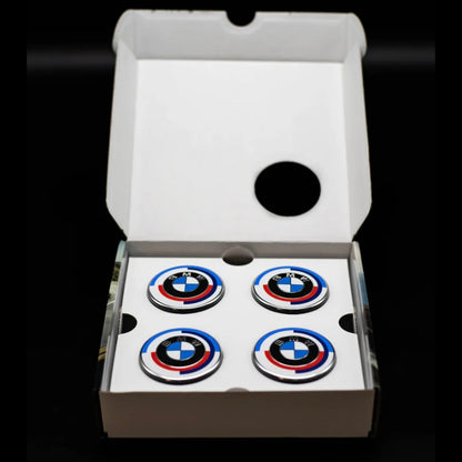 50th ANNIVERSARY FLOATING WHEEL CENTRE CAPS (56mm/68mm) FOR BMW